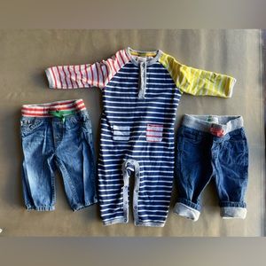 6-12m Boden bundle of 3 items. VGUC. One piece outfit fleece lined.